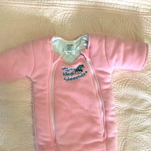 Pink baby Merlin sleep suit